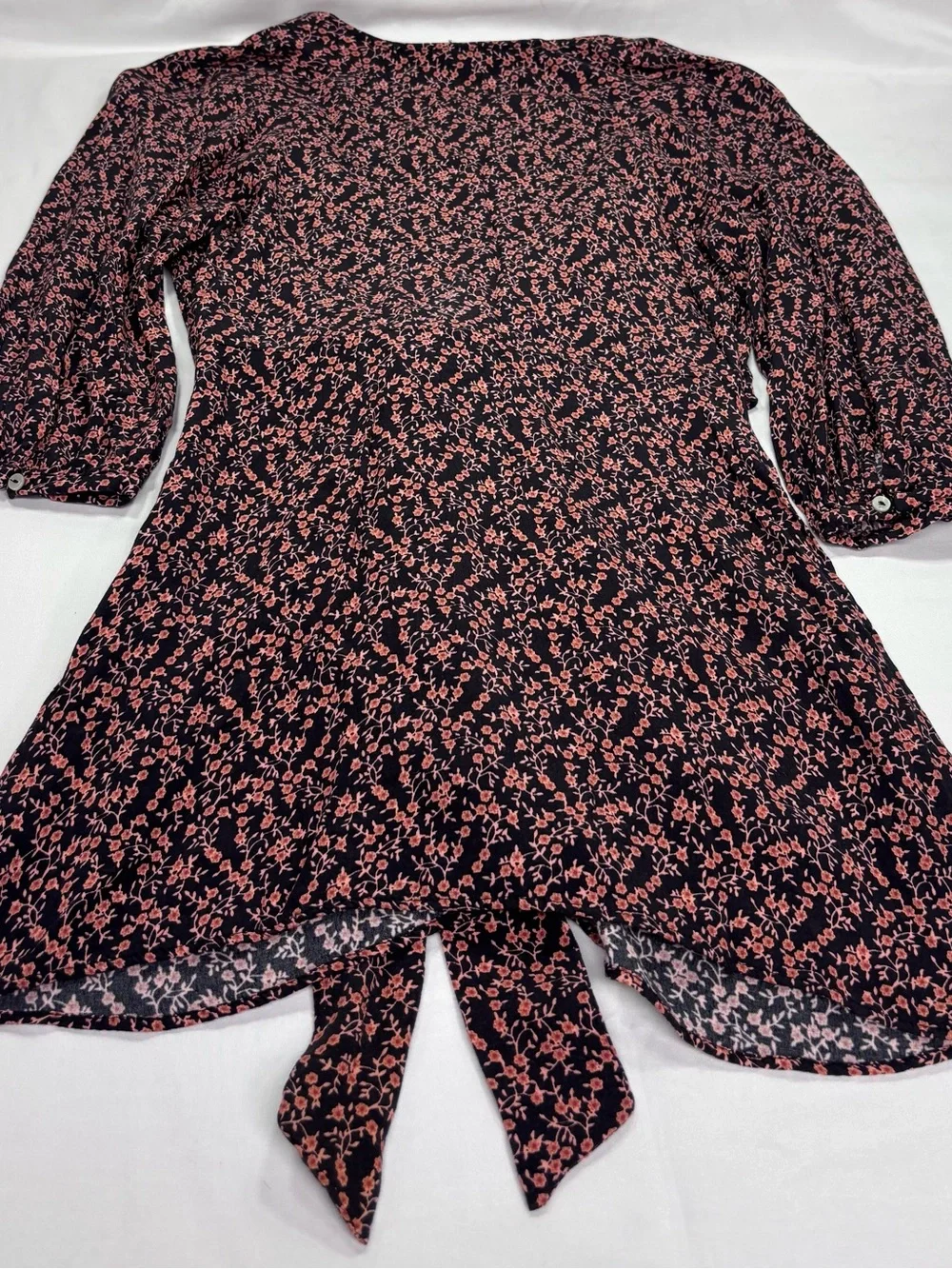 Free People Floral Wrap Blouse in Brown and Black